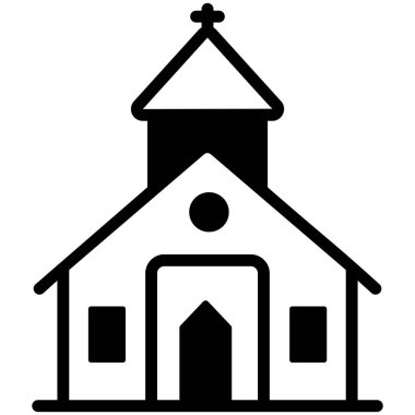 church, building black filled line icon, vector design usa independence day icon.