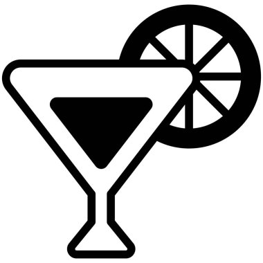 cocktail, drink black filled line icon, vector design usa independence day icon.