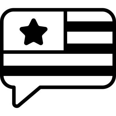 message, chat black filled line icon, vector design USA independence day icon.