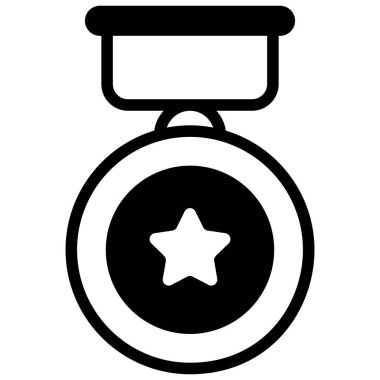 medal, badge black filled line icon, vector design usa independence day icon.