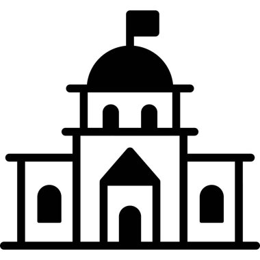 white house, building black filled line icon, vector design usa independence day icon.