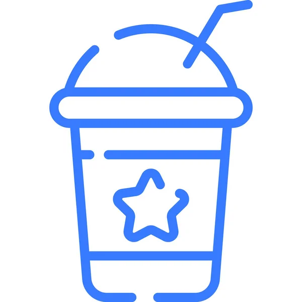 Juice Cup Juice Line Icon Vector Design Usa Independence Day — Vetor de Stock