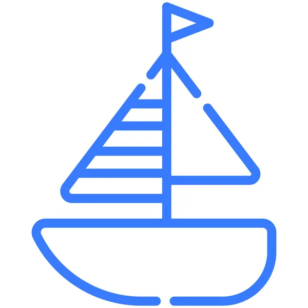 Boat Yacht Line Icon Vector Design Usa Independence Day Icon — Stockvektor