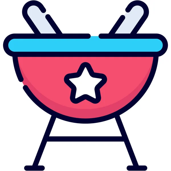 Food Grill Color Line Icon Vector Design Usa Independence Day — Vetor de Stock