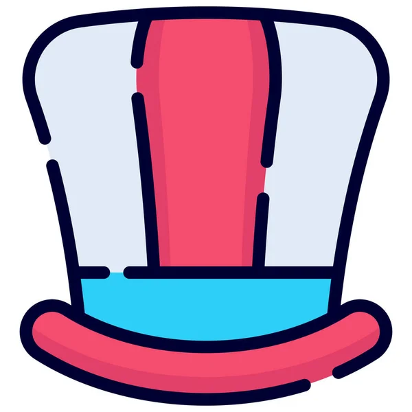 Καπέλο Καπέλο Χρώμα Γραμμή Εικονίδιο Διάνυσμα Σχεδιασμό Ηπα Ανεξαρτησία Ημέρα — Διανυσματικό Αρχείο