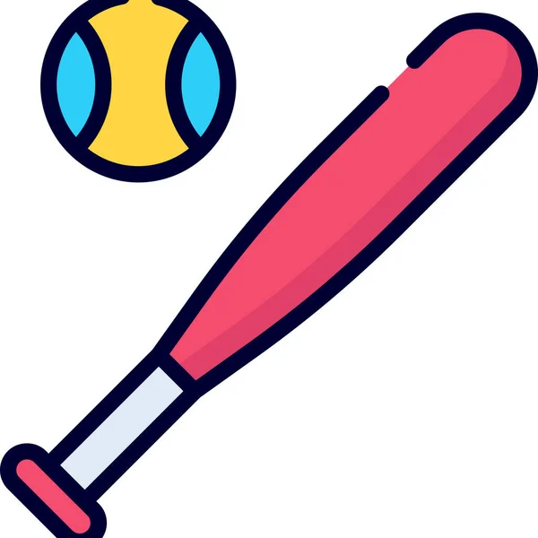Baseball Game Color Line Icon Vector Design Usa Independence Day — Vector de stock