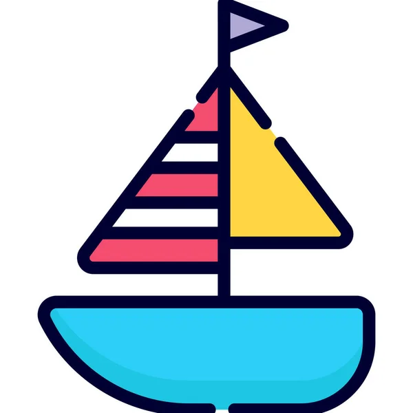 Boat Yacht Color Line Icon Vector Design Usa Independence Day — Stockvektor