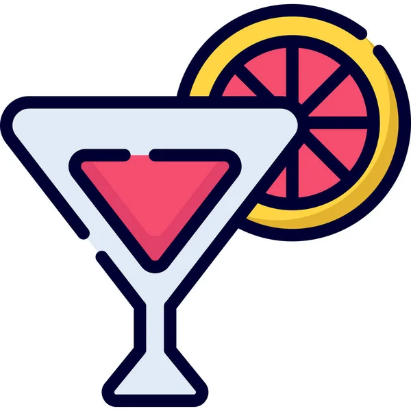 Cocktail Drink Color Line Icon Vector Design Usa Independence Day — Vetor de Stock