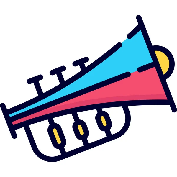 Trumpet Horn Color Line Icon Vector Design Usa Independence Day — Vetor de Stock