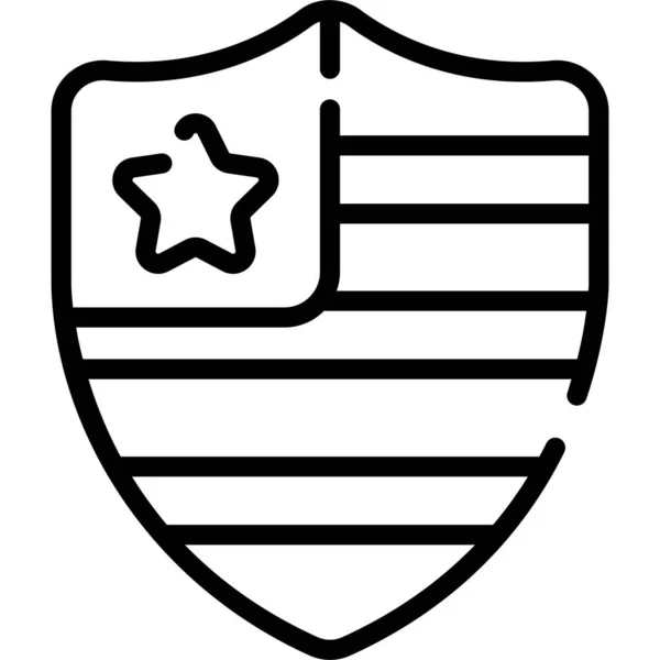 Shield Flag Line Icon Vector Design Usa Independence Day Icon — Stock vektor