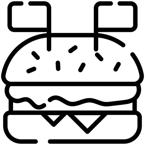 Burger Food Line Icon Vector Design Usa Independence Day Icon — Stockvektor
