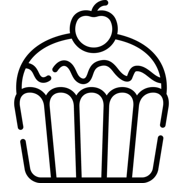 Cupcake Dessert Line Icon Vector Design Usa Independence Day Icon — Stok Vektör