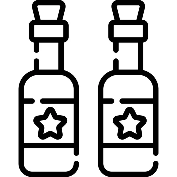 Wine Bottle Beer Line Icon Vector Design Usa Independence Day — 图库矢量图片