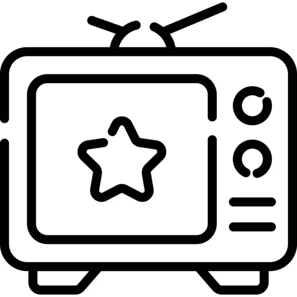 Television Line Icon Vector Design Usa Independence Day Icon — Stockvektor