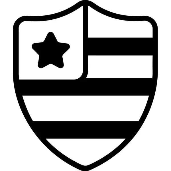 Shield Flag Black Filled Line Icon Vector Design Usa Independence — Image vectorielle