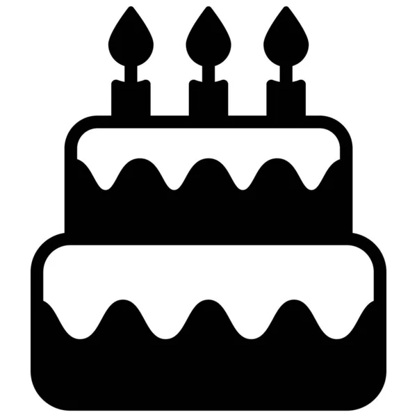 Cake Black Filled Line Icon Vector Design Usa Independence Day —  Vetores de Stock