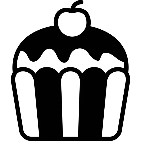 Cupcake Dessert Black Filled Line Icon Vector Design Usa Independence — Stockvector