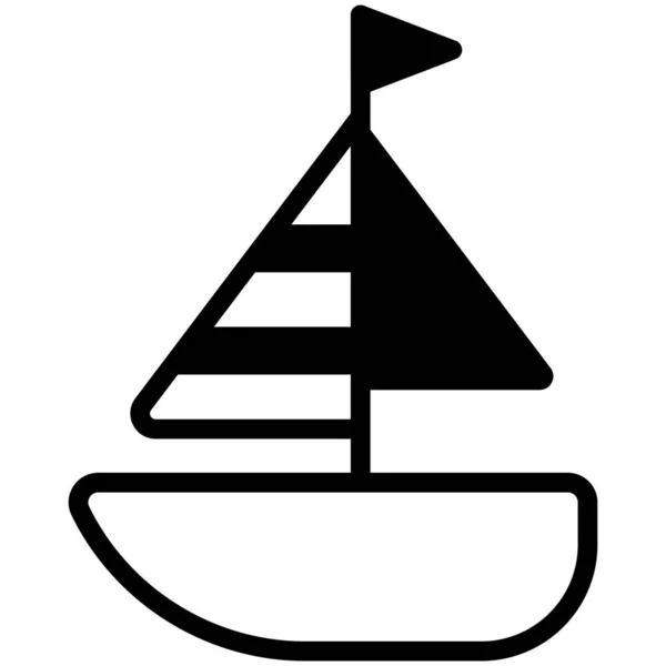 Boat Yacht Black Filled Line Icon Vector Design Usa Independence — Image vectorielle
