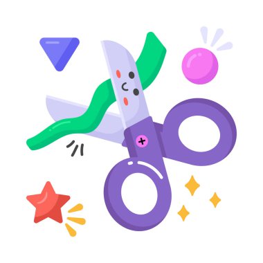 scissor vector sticker, education modern simple flat design isolated on white background.