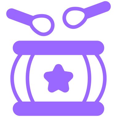 davul, müzik mor çizgi simgesi, vektör tasarımı ABD bağımsızlık günü simgesi.