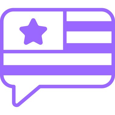 Mesaj, sohbet mor çizgi simgesi, vektör tasarımı ABD bağımsızlık günü simgesi.