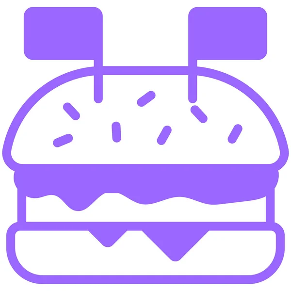 Burger Icône Ligne Violette Alimentaire Vecteur Design Usa Indépendance Jour — Image vectorielle