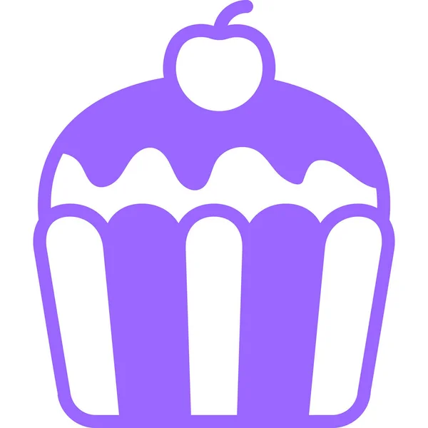 Cupcake Dessert Paarse Lijn Icoon Vector Ontwerp Usa Onafhankelijkheid Dag — Stockvector