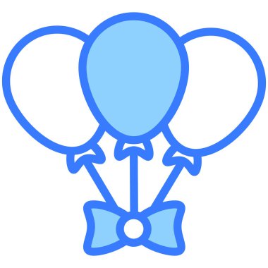 balonlar mavi dış hat simgesi, izole vektör tasarımı