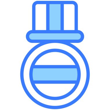 Hint madalyası mavi dış hat simgesi, izole vektör tasarımı