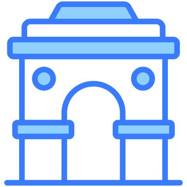 Hint kapısı mavi dış hat simgesi, izole vektör tasarımı