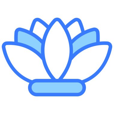 çiçek mavi dış hat simgesi, izole vektör tasarımı