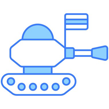 Ordu tankı mavi dış hat simgesi, izole vektör tasarımı