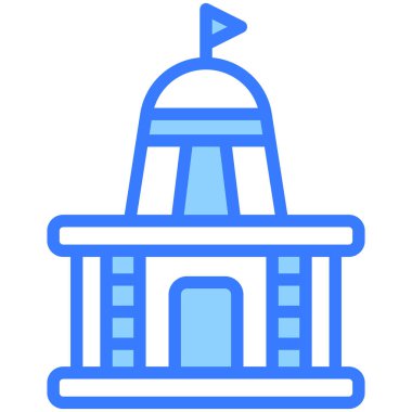 Mandir mavi dış hat simgesi, izole vektör tasarımı