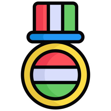 Hint madalyası renkli çizgi simgesi izole edildi