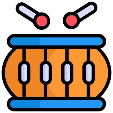 davul mavi dış hat simgesi, izole vektör tasarımı