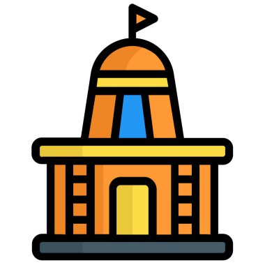 Mandir renkli çizgi simgesi izole edildi 