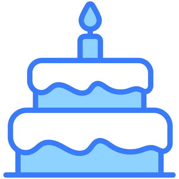 Иконка Синего Контура Торта Изолированный Векторный Дизайн — стоковый вектор