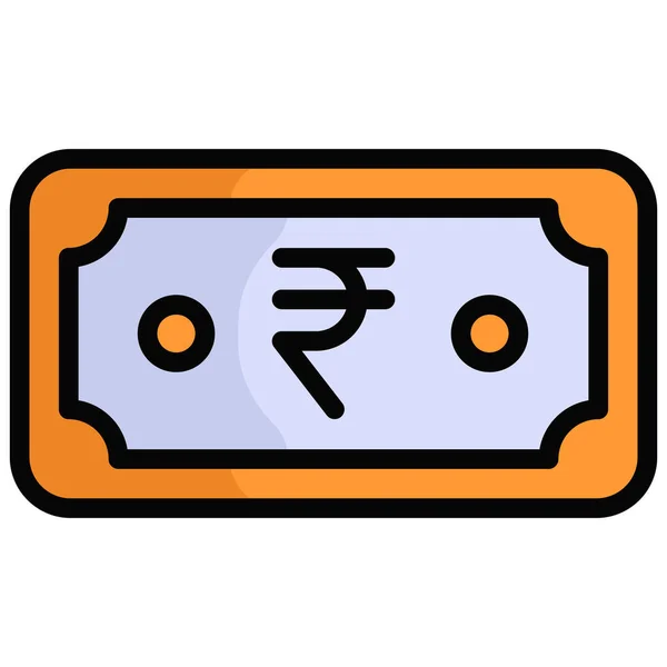 Indiaas Valuta Gekleurde Lijn Pictogram Geïsoleerd — Stockvector