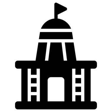 Mandir siyah doldurulmuş simge izole edildi.               