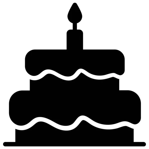Kuchen Ikone Schwarzes Symbol Isoliert — Stockvektor