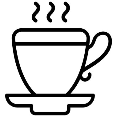 Çay fincanı çizgisi simgesi izole