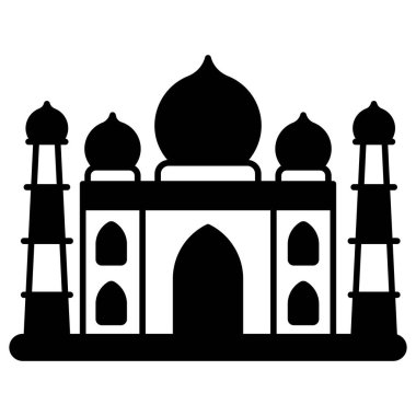 Taj mahal siyah simgesi izole edildi
