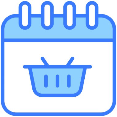 Alışveriş tarihi mavi çizgi simgesi, Kara Cuma kabartma tarzı ya da market alışverişi, dükkan satış simgesi tasarımı.