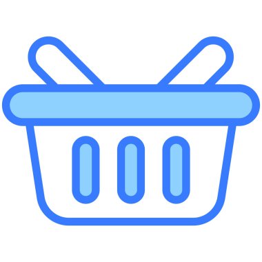 Alışveriş sepeti mavi çizgi simgesi, Kara Cuma kabartma tarzı mağaza veya market alışverişi, dükkan satış ikonu tasarımı.