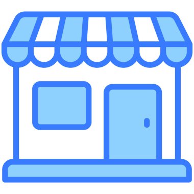 Mavi çizgi simgesi, Kara Cuma kabartma tarzı mağaza veya market alışverişi, dükkan satış simgesi tasarımı..