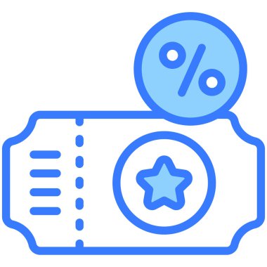 İndirim kuponu mavi çizgi simgesi, Kara Cuma kabartma stili ya da market alışverişi, mağaza satış simgesi tasarımı.