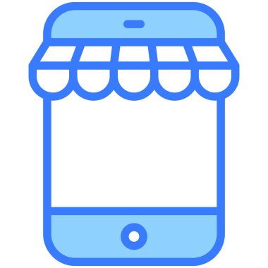 Çevrimiçi mağaza mavi çizgi simgesi, Kara Cuma kabartma tarzı ya da market alışverişi, mağaza satış simgesi tasarımı.