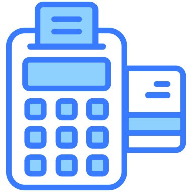 POS mavi çizgi simgesi, Kara Cuma kabartma tarzı mağaza veya pazar alışverişi, satış simgesi tasarımı.