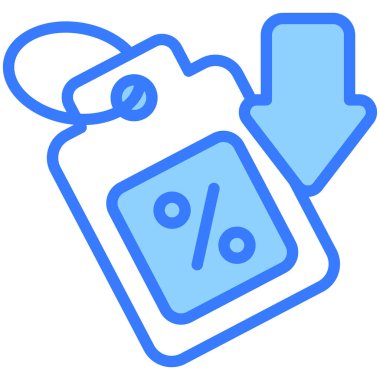 Düşük fiyat mavi çizgi simgesi, Kara Cuma kabartma tarzı mağazası veya pazar alışverişi, mağaza satış simgesi tasarımı.