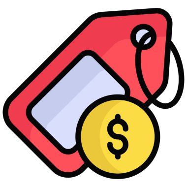 Fiyat etiketi dolu satır biçimi, Kara Cuma alışverişi, indirim simgesi tasarımı.